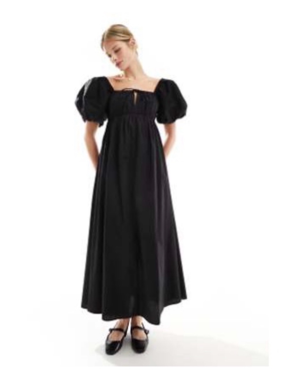 ASOS DESIGN Puffed-Sleeve Square Neck Maxi Dress USED NO TAGS